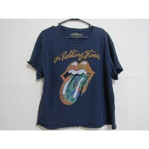 The Rolling Stones Blue Top Women's size L Bands Y2K